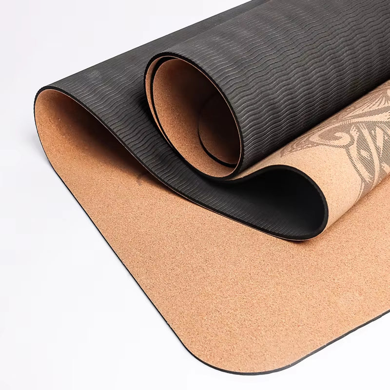 Eco-Friendly Non-Slip Cork Yoga Mat - 183x56x0.5cm TPE Fitness Pad for Enhanced Comfort and Stability