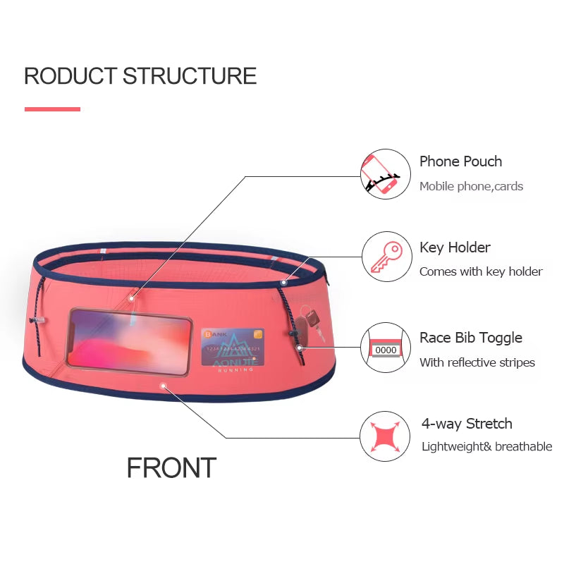 AONIJIE Superlight Hydration Running Belt Unisex Running Waist Bag Trail Marathon Gym Workout Fitness Mobile Phone Holder W8101